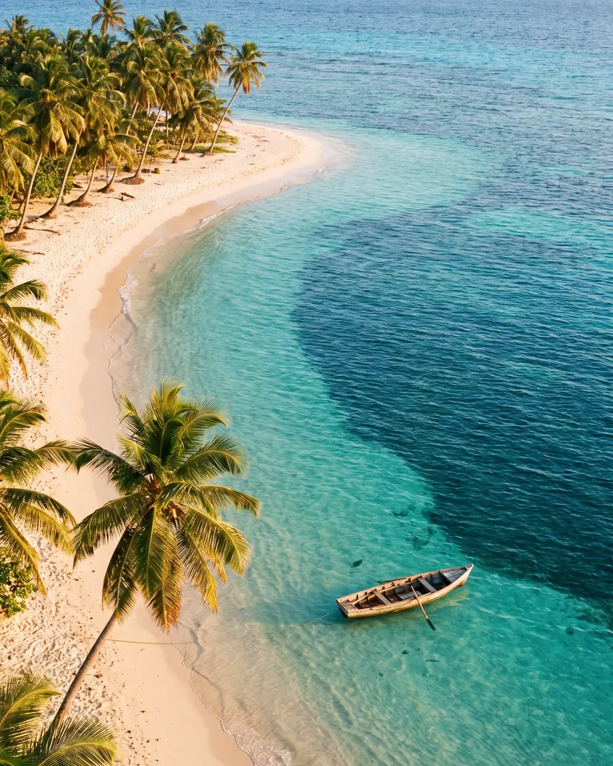 Playa de arena blanca y mar de siete colores en San Andrés